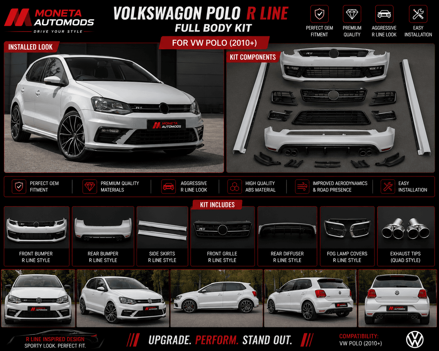 GT Style Full Body Kit For Polo|2010+ Models