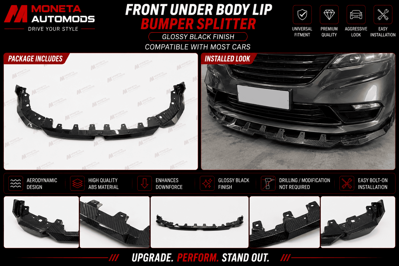 Front Splitter Lip Set of 3 Compatible With BMW G20 320D LCI