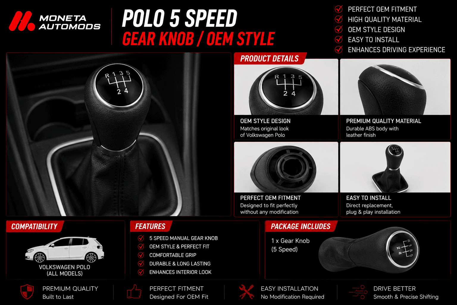 Polo 5 Speed Gear Knob / OEM Style