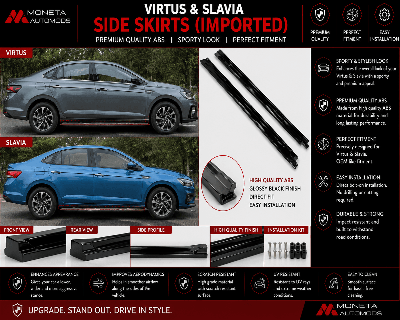 Virtus And Slavia Side Skirts (Imported) ABS