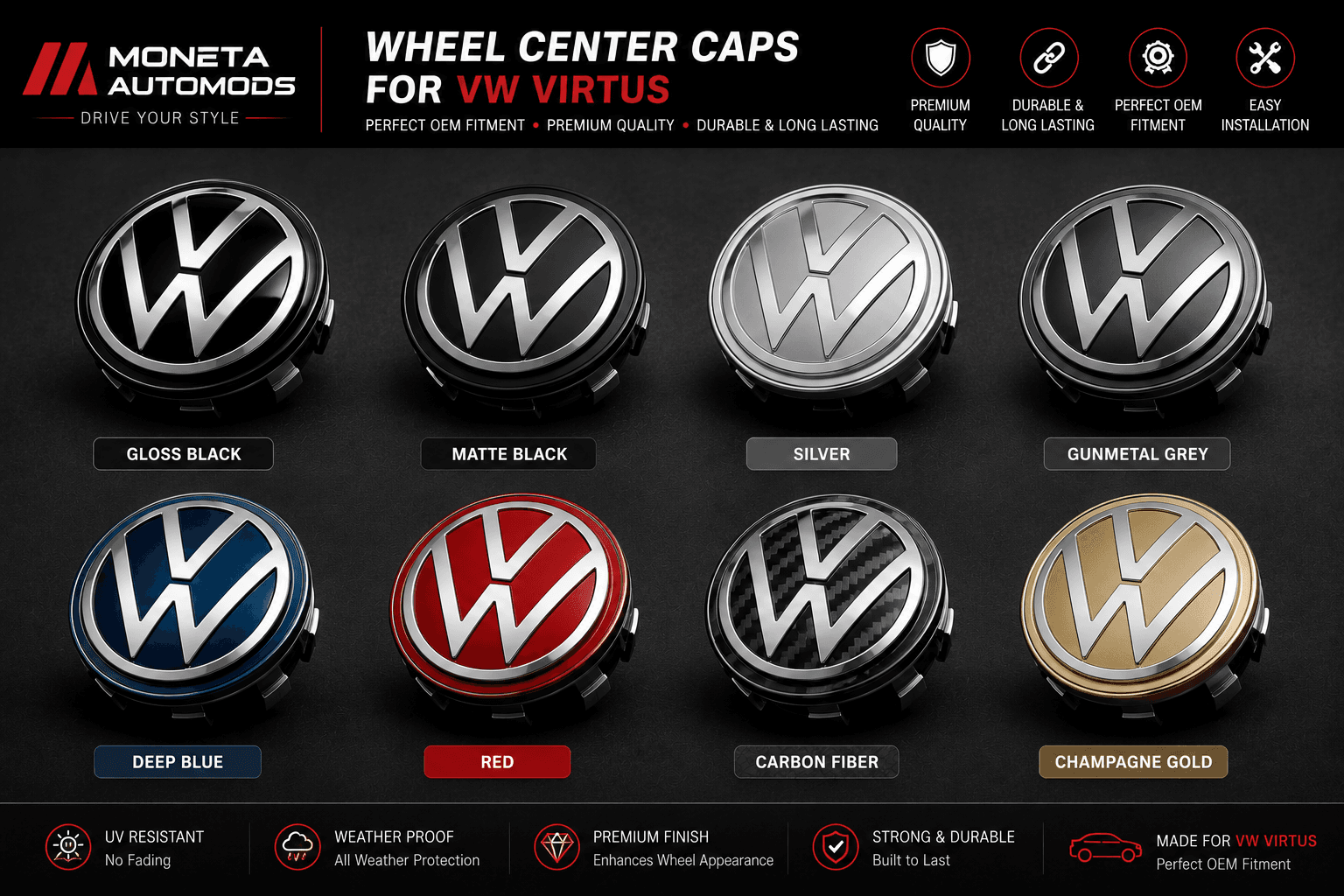 Wheel Center Caps for Virtus secondary