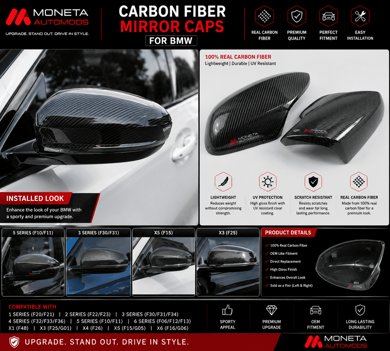 Carbon Fiber Mirror Caps