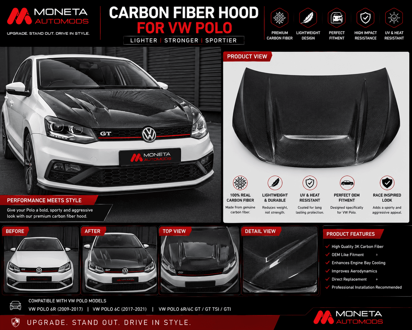 Carbon Fiber Hood for VW Polo
