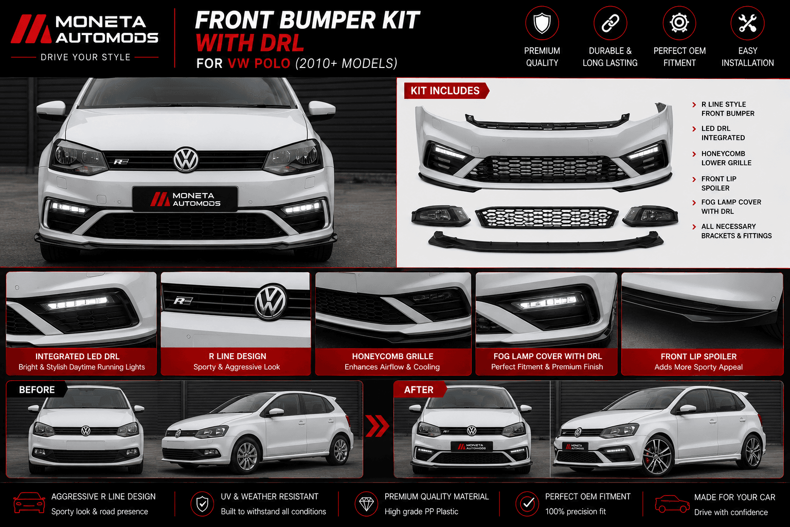 Front Bumper Kit with DRL