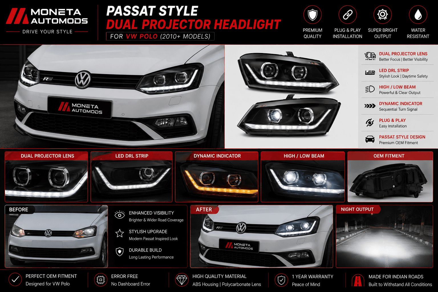 Passat style Dual Projector Headlight