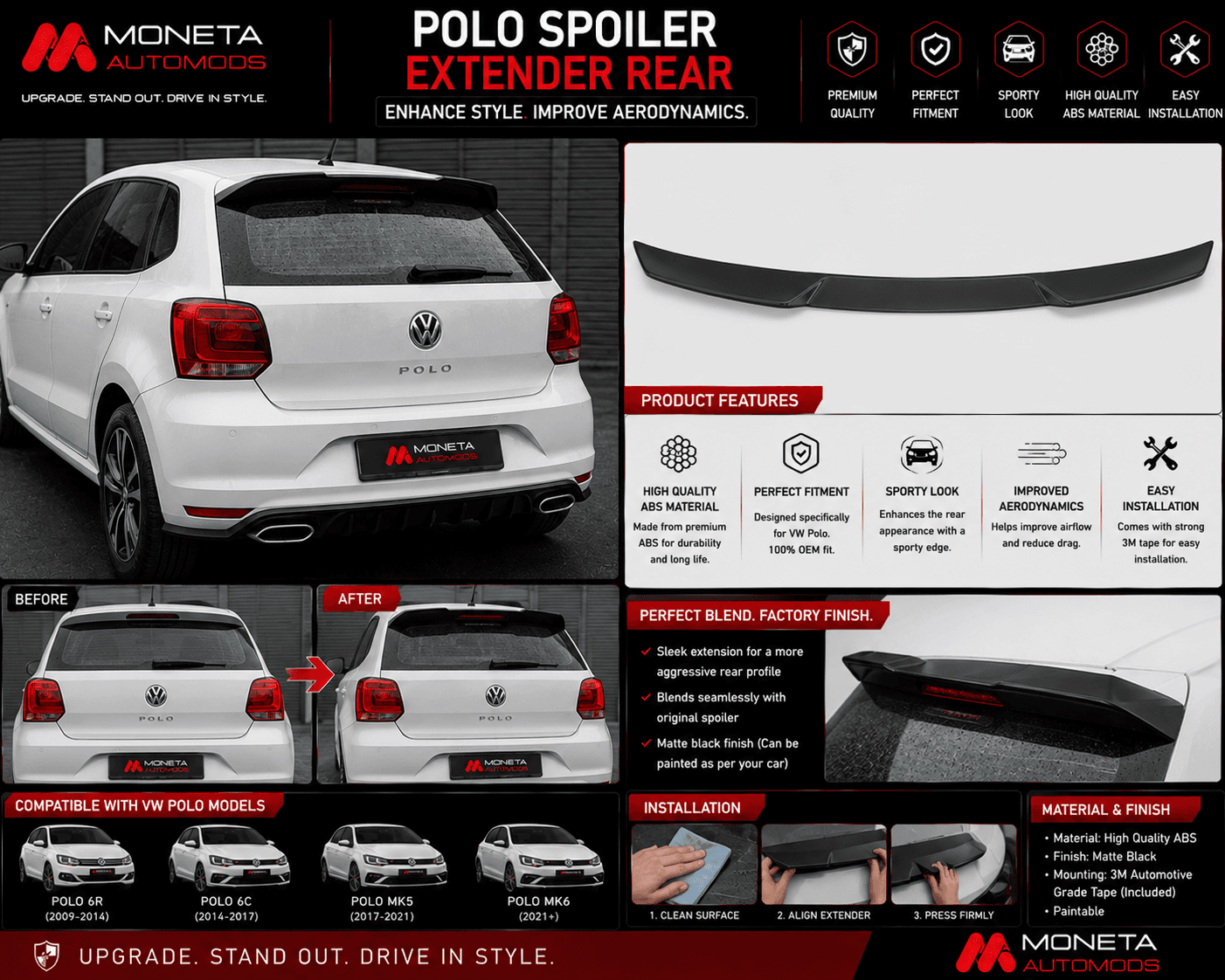 Polo Spoiler Extender Rear
