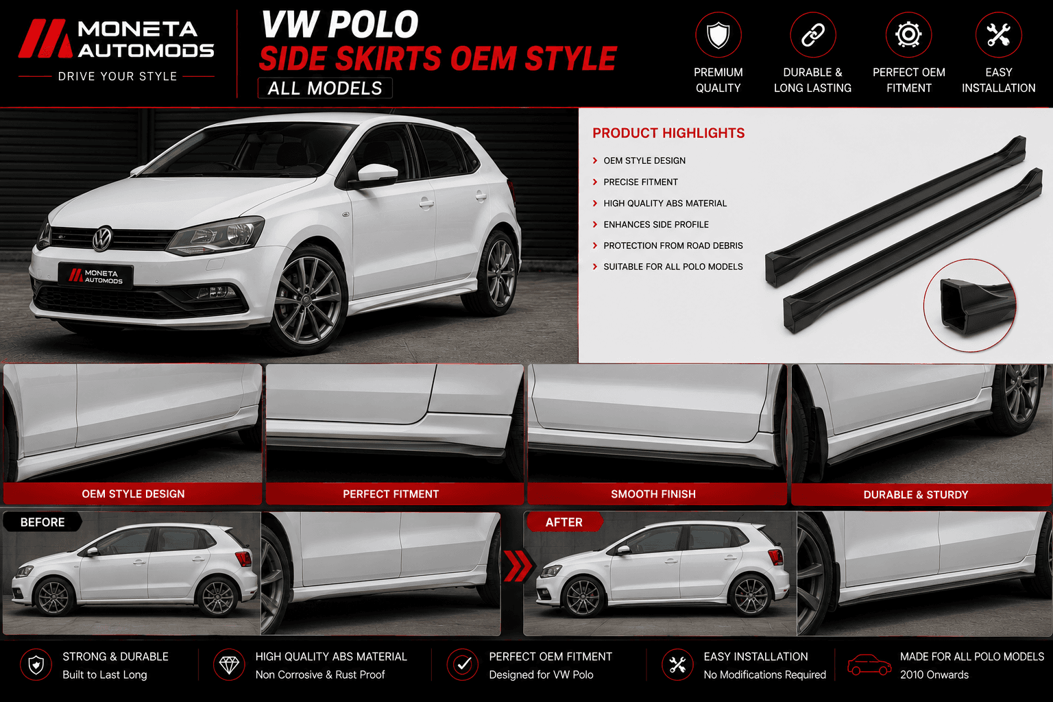 VW Polo Side SkirtsOEM Style (All Models)