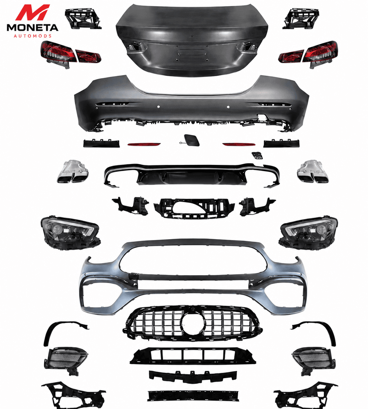 Mercedes-Benz E-Class W213 (2016–2020) to W213 LCI (2021+) AMG E63 Style Facelift Conversion Body Kit – Front & Rear Bumper, Hood, Headlights & Taillights