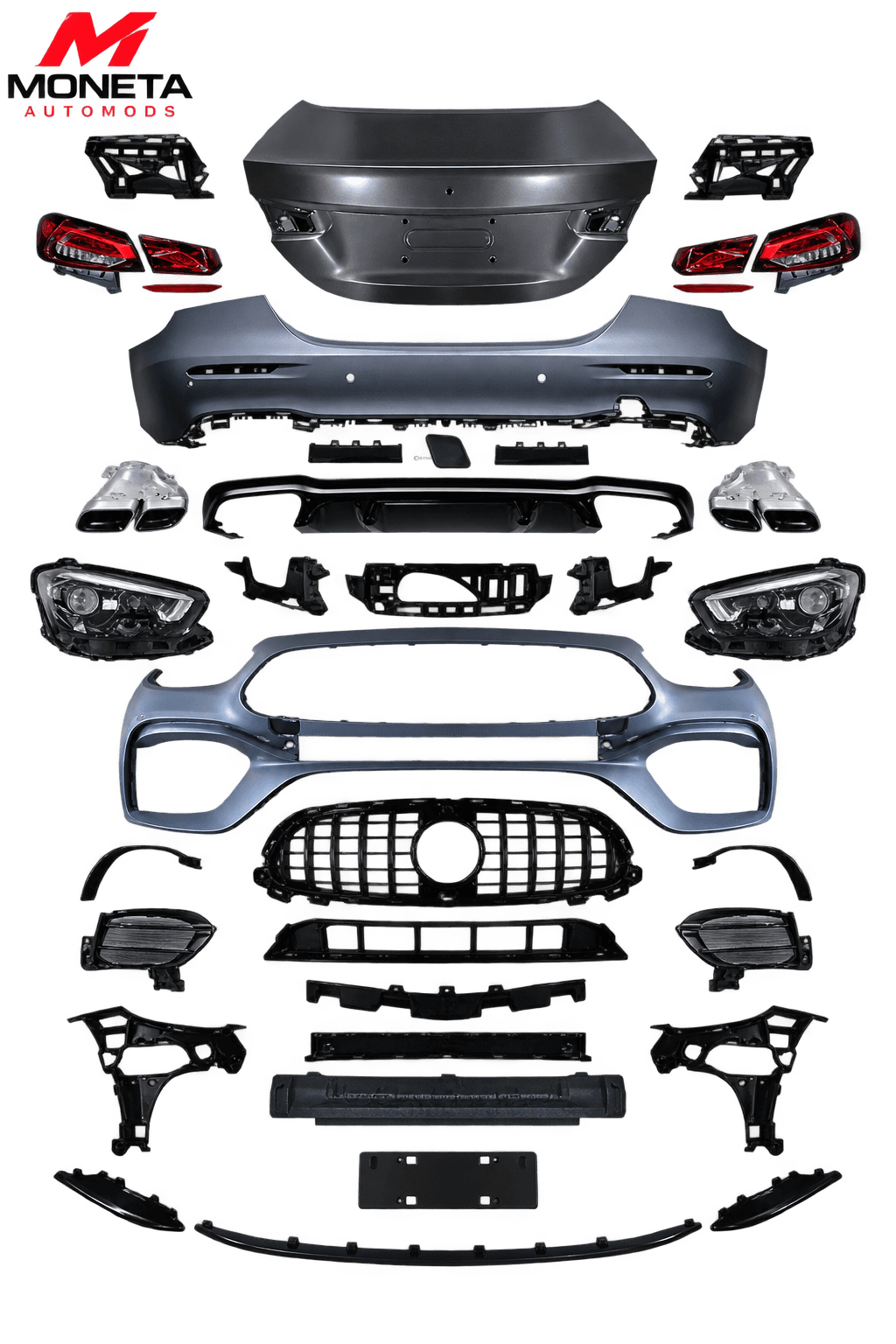 Mercedes-Benz E-Class W213 (2016–2019) AMG E63 / Brabus Style Body Kit – Front Bumper, Front Lip, Diffuser, Exhaust Tips, Fog Covers & Grille
