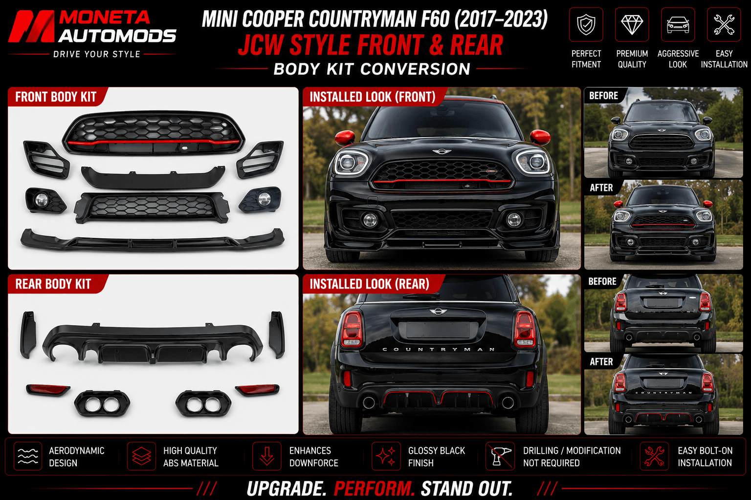 MINI Cooper Countryman F60 (2017–2023) JCW Style Front & Rear Body Kit Conversion 3