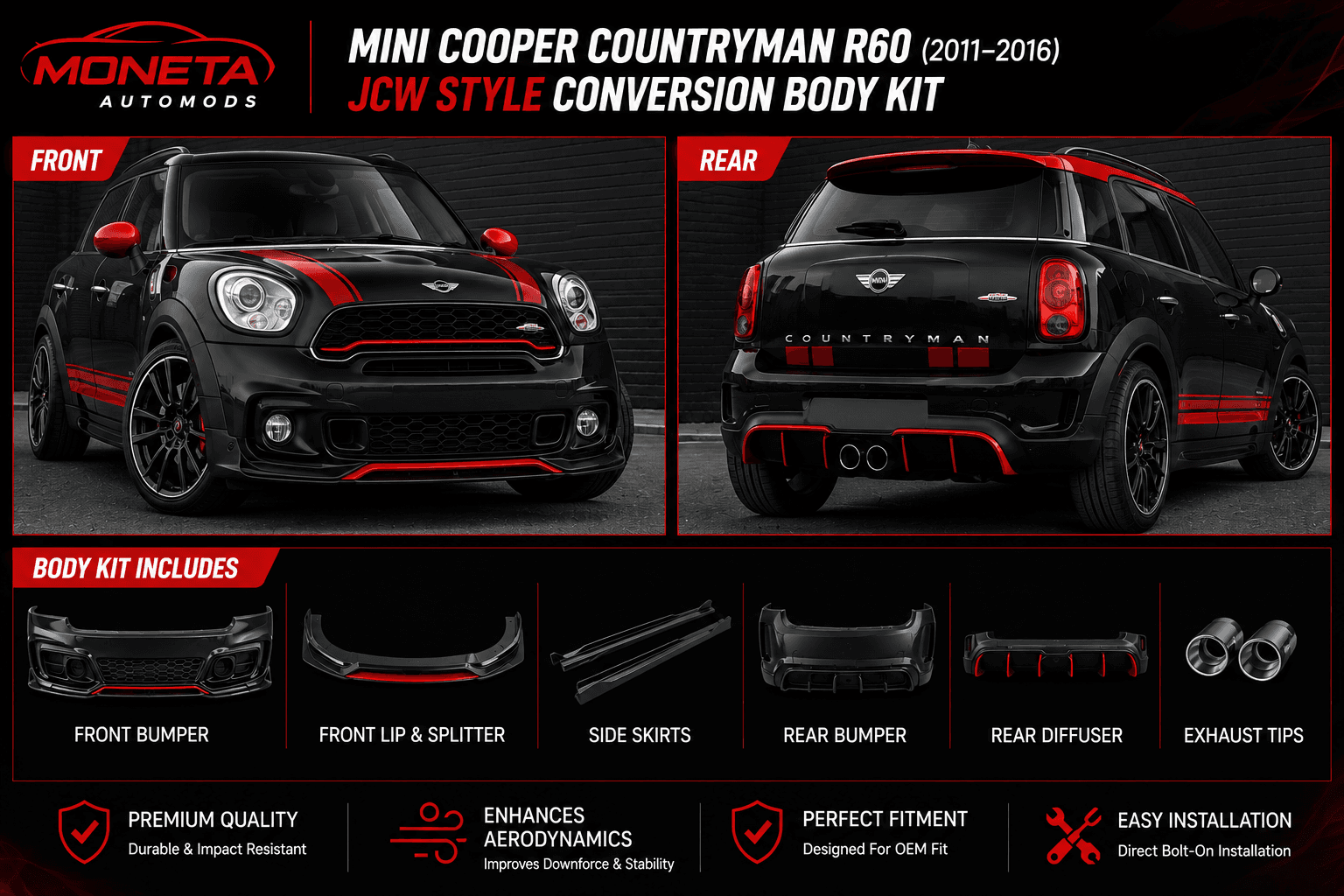 MINI Cooper Countryman R60 (2011–2016) JCW Style Conversion Body Kit 3