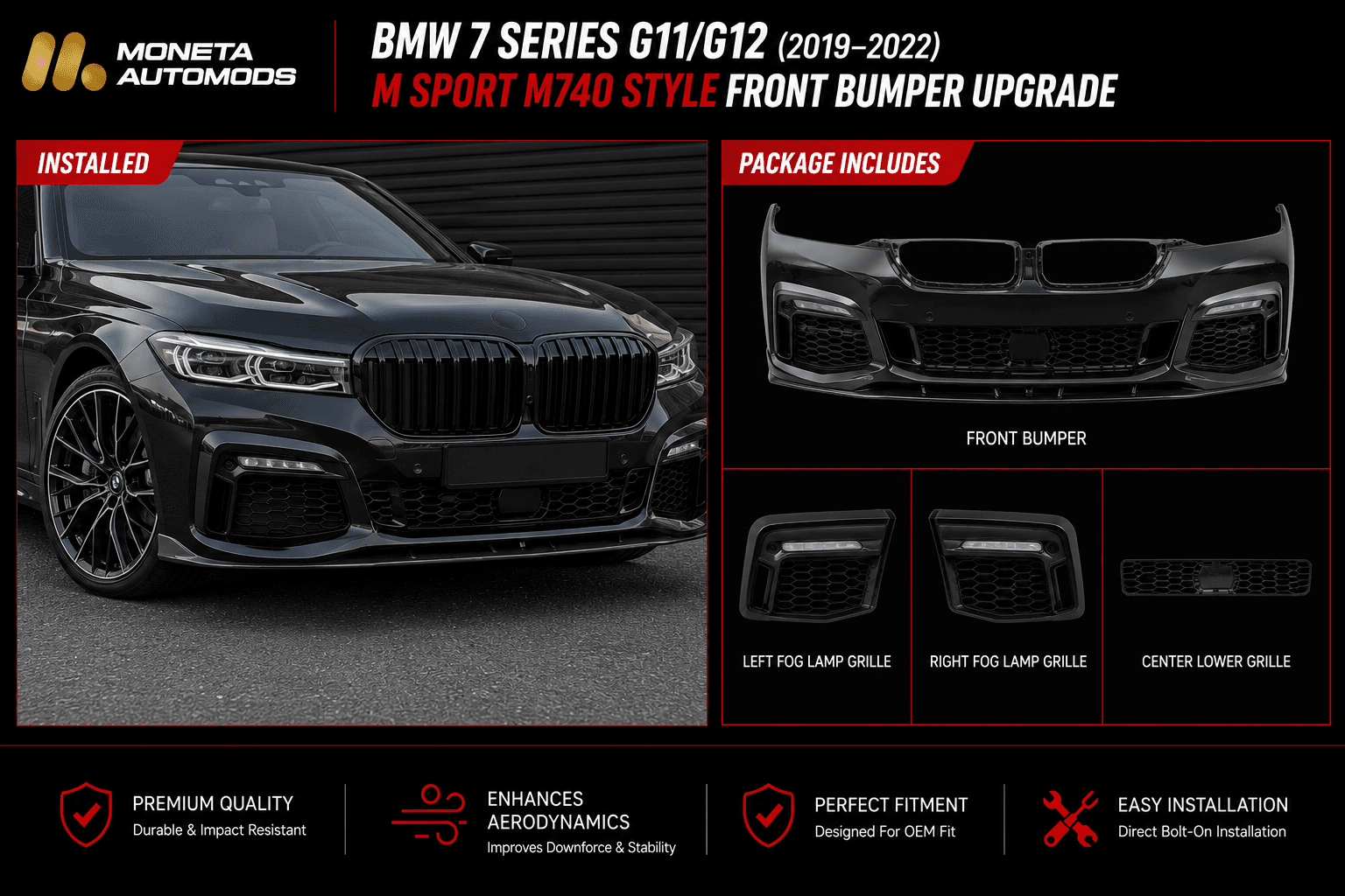 BMW 7 Series G11/G12 (2019–2022) M Sport M740 Style Front Bumper Upgrade secondary