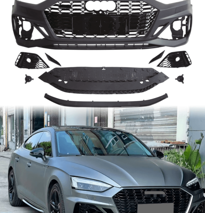 Audi A5 (2017–2020) to RS5 / S5 2021 Style Sport Front Bumper Body Kit Mesh & Fog Lamp Covers 3